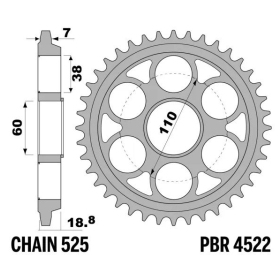 PBR Ultra-Light Aluminium Rear Sprocket 4522 - 525 DUCATI 1100-1260cc 2008-2024