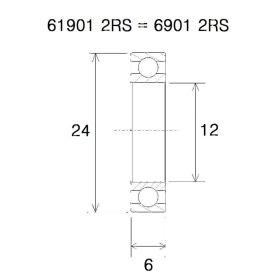 BLACK BEARING B5 Bearing 12x24x6 mm 6901-2RS