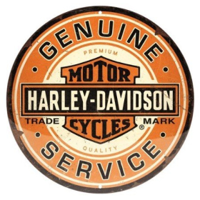 TIN SIGN ROUND HARLEY DAVIDSON GENUINE Ø35cm