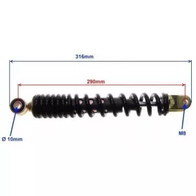 Rear shock absorber Universal 316mm Ø10 / M8