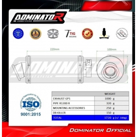 Duslintuvo bakelis Dominator GP1 BLACK + dB killer medium BMW R1200R 2010 - 2014