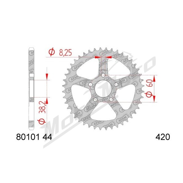 AFAM Steel Standard Rear Sprocket 420 44 teeth