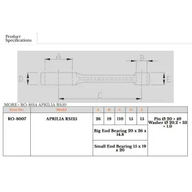 Royal Rods connecting rod Aprilia RS / RX / MX / Tuono / Red Rose 125cc 89-10