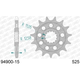 AFAM Steel Standard Front Sprocket 94900 - 525 15-16 teeth BENELLI TORNADO / TNT / TRE-K / LEONCINO 800-1130cc 02-25