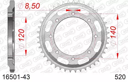 AFAM Steel Standard Rear Sprocket 520 43 teeth KAWASAKI KLR 600 84-94