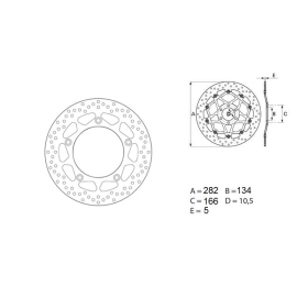 BREMBO Serie Oro Round Fixed Brake Disc Rear ​​​​​​​YAMAHA T-MAX 530-560cc 2012-2024