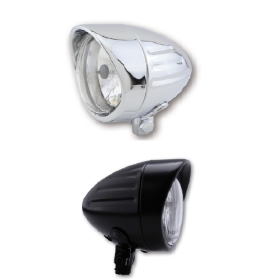 SHIN YO 90 mm Chrome Headlight Bullet Grooved Visor
