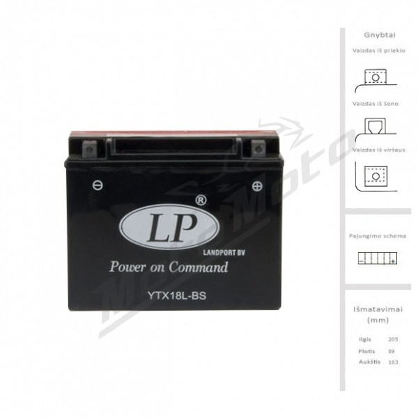 LANDPORT Accumulator 18 Ah 12V YTX18L-BS