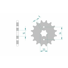 AFAM Steel Standard Front Sprocket 21200 - 428 14-17 teeth YAMAHA / RIEJU / SUZUKI / SCORPA 125cc 82-25