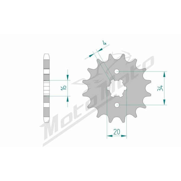 AFAM plieninė standartinė priekinė žvaigždutė 21200 - 428 14-17 dantukų YAMAHA / RIEJU / SUZUKI / SCORPA 125cc 82-25