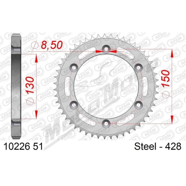 AFAM Steel Standard Rear Sprocket 428 51 teeth HONDA XLR 125 97-98