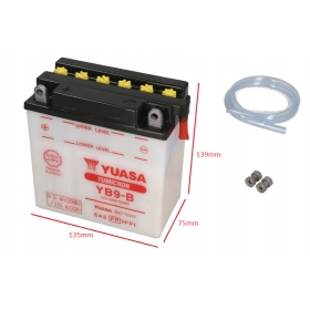 Battery Conventional without Acid Pack YB9-B YUASA 12V 9.5Ah