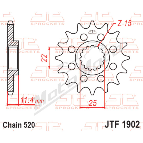 JT Grandinės komplektas 520HDS 17/40 KTM Supermoto 660 05-06