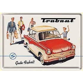 Metal tin board / postcard  TRABANT GUTE FAHRT 14x10 