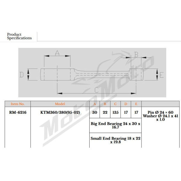 Royal Rods connecting rod KTM EXC / SX 360-380cc 95-02