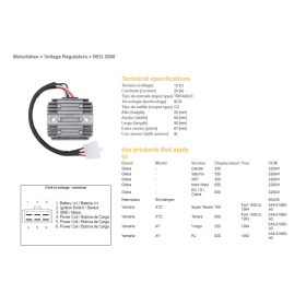 DZE Voltage Regulator 12V 25A Gilera / Yamaha 180-1000cc 78-94