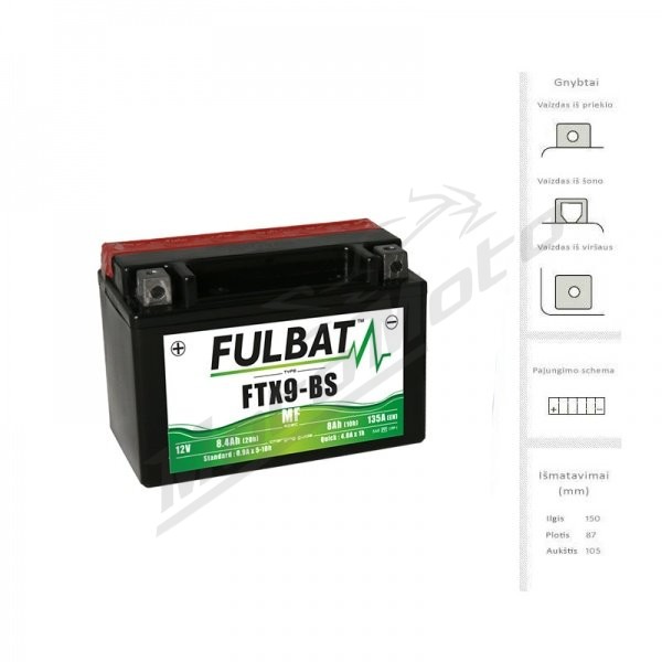 FULBAT Accumulator 8 Ah 120 A EN 12V YTX9-BS
