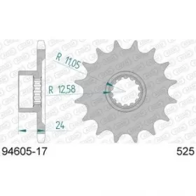 AFAM plieninė standartinė priekinė žvaigždutė 94605 - 525 16-17 dantukų MV AGUSTA F3 / BRUTALE / RIVALE / TURISMO / DRAGSTER 675-800cc 11-25