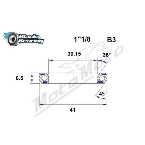 BLACK BEARING 36°/45° Headset Bearing 30.15x41x6.5 mm HB-B3
