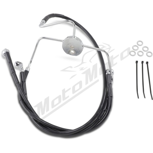 DRAG SPECIALTIES Extended Length Black Vinyl Brake Line Kit Harley Davidson FLHT / FLHTC / FLHTCI / FLHTCSE2 1340-1800cc 96-07