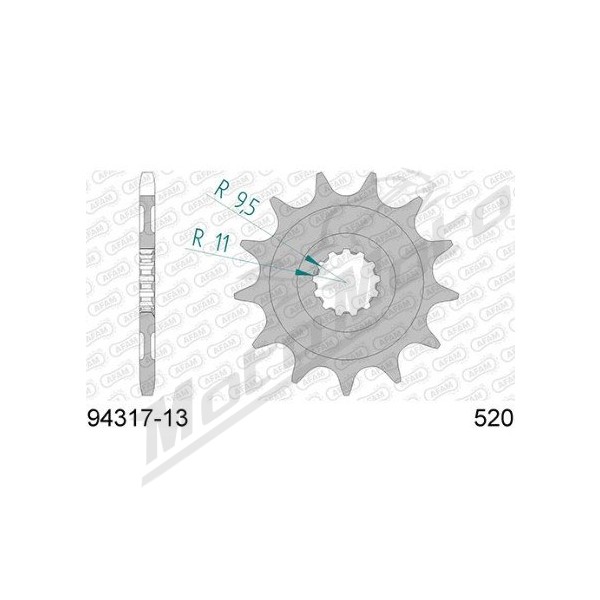 AFAM plieninė standartinė priekinė žvaigždutė 94317 - 520 13 dantukų TM RACING MX / EN 250cc 01-20