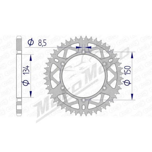 AFAM Aluminium Ultra-Light Self-Cleaning Rear Sprocket 17206 - 520 46-53 teeth KAWASAKI KDX / KX / KLX 125-500cc 81-26