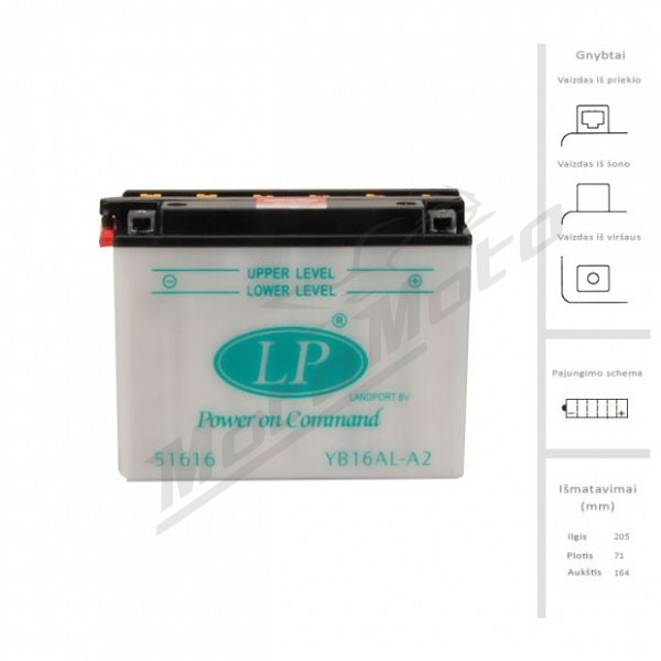 LANDPORT Akumuliatorius 16 Ah 210A EN 12V LB16AL-A2