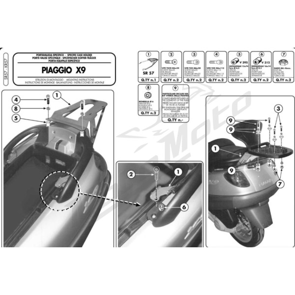 KAPPA Rear storage box bracket Piaggio X9 125-500 00-08