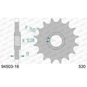 AFAM plieninė standartinė priekinė žvaigždutė 94503 - 530 16 dantukų ​​​​​​​Bombardier / Can-Am 650cc 00-07