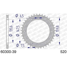 AFAM Aluminium Rear Sprocket 520 39 teeth FANTIC TRIAL 125-307cc 79-94