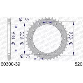AFAM Aluminium Rear Sprocket 520 39 teeth FANTIC TRIAL 125-307cc 79-94