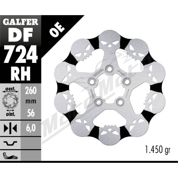 GALFER BRAKE ROTOR FIXED SKULL Harley Davidson XL / XR 883-1200cc 05-22