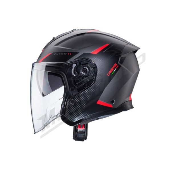 Jet Open Helmet Caberg Flyon II Boss black/grey/red
