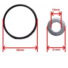 Washer + gasket Ø10x21mm / Ø38mm