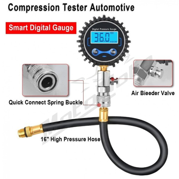 Compression tester for gasoline engine set of 8 pcs (digital)