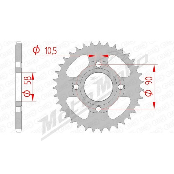 AFAM Steel Standard Rear Sprocket 520 33-44 teeth HONDA REBEL / CM / MTX 125-250cc 82-14