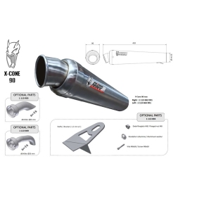 MIVV X-Cone 90 Universal Silencer Right Side - Stainless steel
