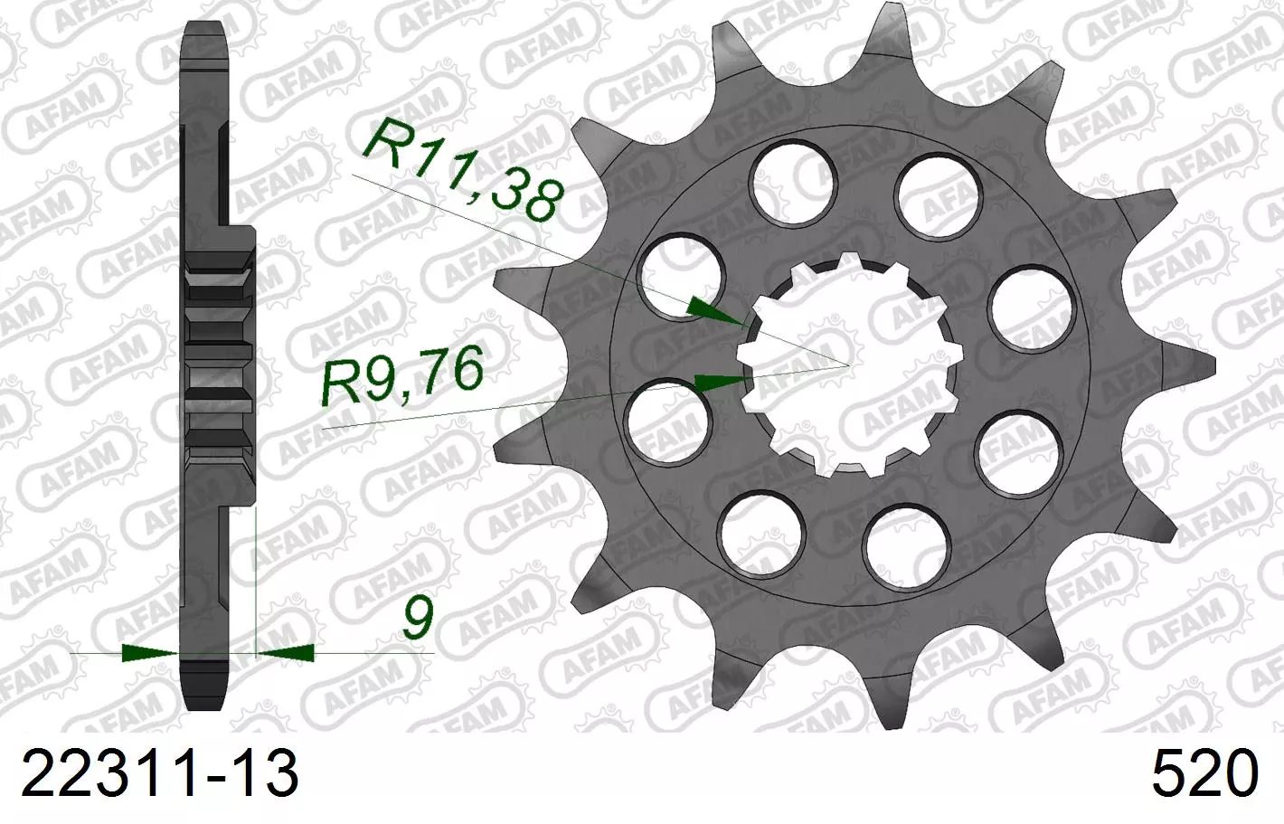 AFAM Steel Standard Front Sprocket 22311 - 520 13 teeth SUZUKI RM-Z 250 2013-2026