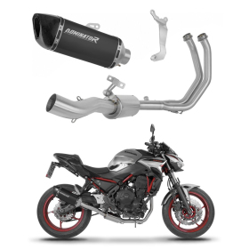 Dominator Full Exhaust System Collector Silencer HP6 BLACK + dB killer Kawasaki Ninja 650 2023->