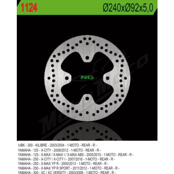 NG BRAKES Fixed Rear Brake Disc 240mm MBK / Yamaha 125-300cc 03-14