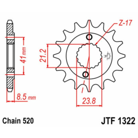 JT Grandinės komplektas 520X1R3 15/45 Honda XR 400R 96-04