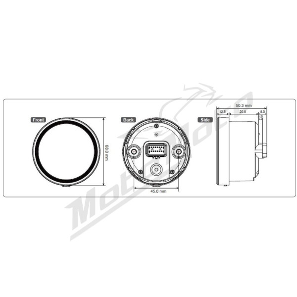 KOSO NORTH AMERICA D60-HD TNT-05 Speedometer with ABE