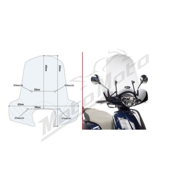 KAPPA Windshield clear 49.5x65.5cm Kymco Like 125 2017-2018
