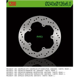 NG BRAKES Fixed Rear Brake Disc 240mm Peugeot Geopolis / Satelis 250-500cc 06-13