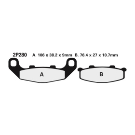 NISSIN Street Semi-Metallic Brake pads - 2P-280NS Kawasaki GPZ 250-500cc 88-03