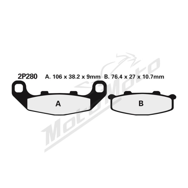 NISSIN Street Semi-Metallic Brake pads - 2P-280NS Kawasaki GPZ 250-500cc 88-03
