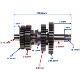 Transmisijos / pavarų dėžės dantratis 139FMB 50cc 4T 