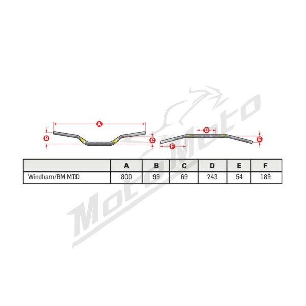 PRO TAPER Seven Height Windham/RM Mid Handlebar 22,2mm