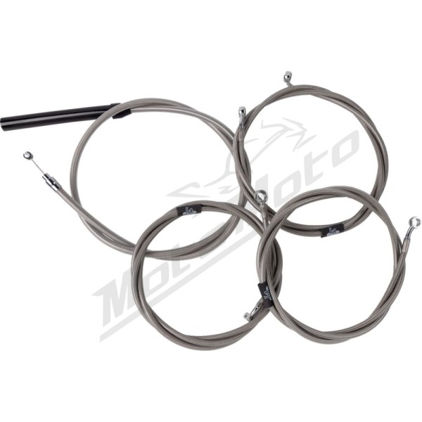 LA CHOPPERS Complete Stainless Braided Handlebar Cable/Brake Line Kit Harley Davidson 1868-1977 23-24