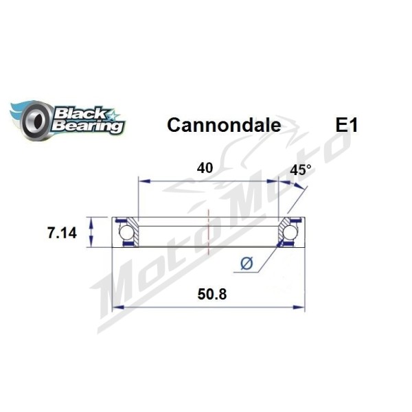 BLACK BEARING 45°/90° Headset Bearing 40x50.8x7.14 mm HB-E1